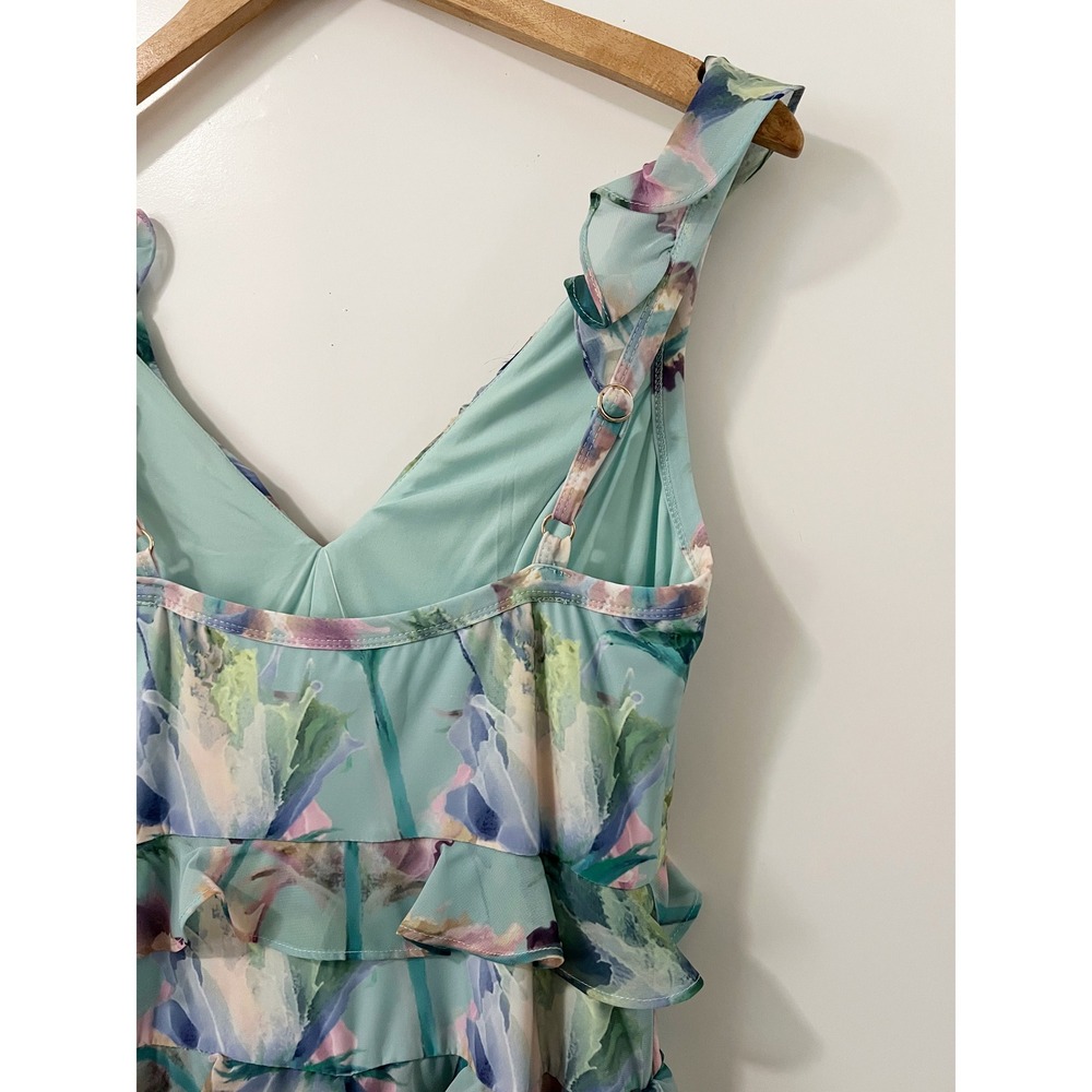 Adrianna Papell Pastel Floral Ruffled Midi Dress - Picture 9 of 13